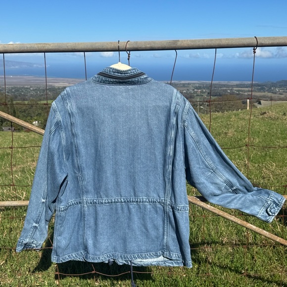 Lucky Brand Liquid Denim Luxe Four Pocket Utility Military Jacket Y2K 90s large - Picture 7 of 9